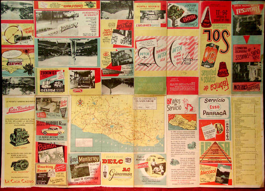 Colorful 1958 El Salvador and San Salvador Promotional Advertising Souvenir Map
