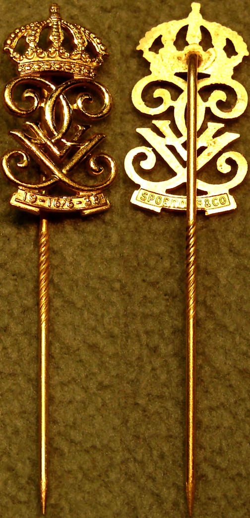 1938 King of Sweden Gustaf V 80th Birthday Crowned Monogram Stick Pin