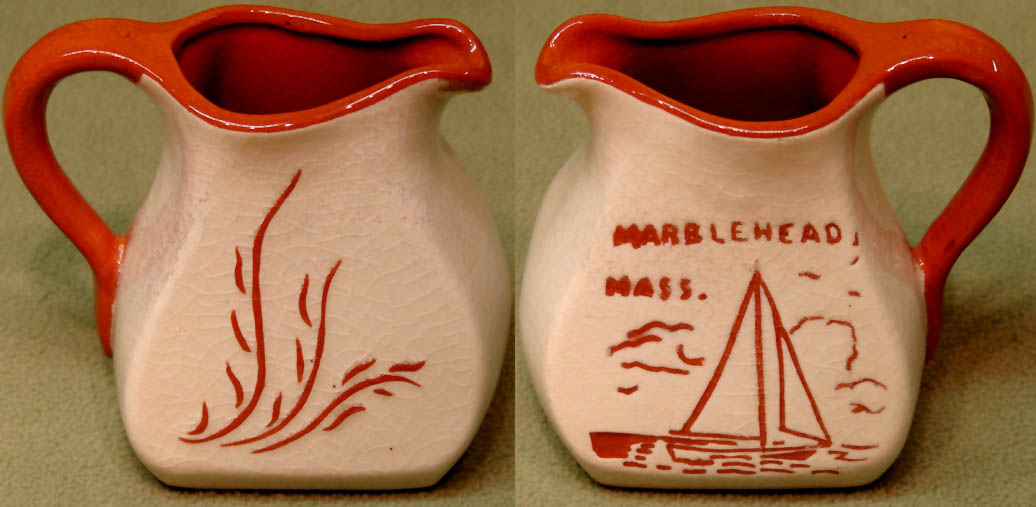 Old Marblehead Massachusetts Advertising Souvenir Pottery Creamer Pitcher