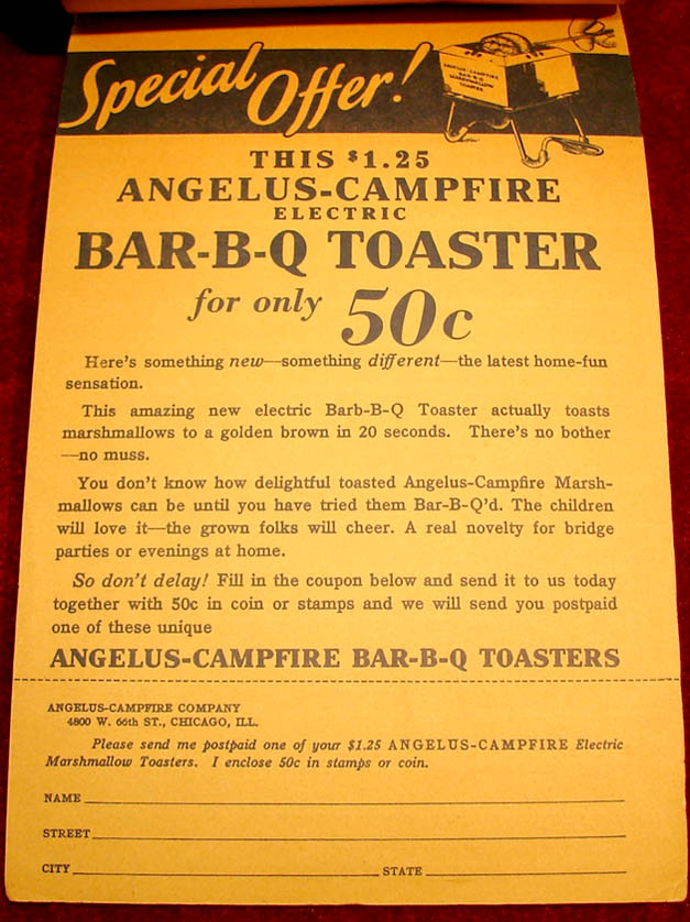 1930s Campfire Marshmallows Advertising In Store Premium School or Memorandum Tablet