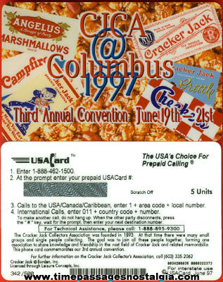 Unused 1997 Cracker Jack Collectors Association Convention Phone Card