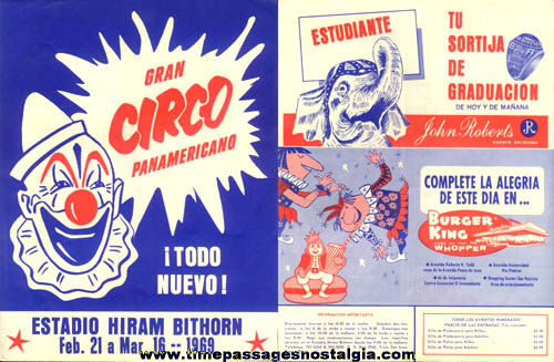1969 Puerto Rico Spanish Circus Program With Advertising