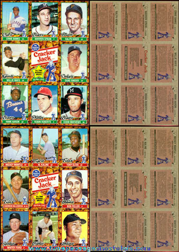 Set of (2) Uncut 1982 Cracker Jack Premium Baseball Card Sheets