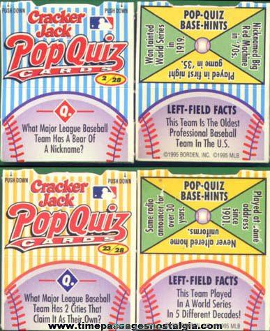 Cracker Jack Baseball "Pop Quiz" Prizes