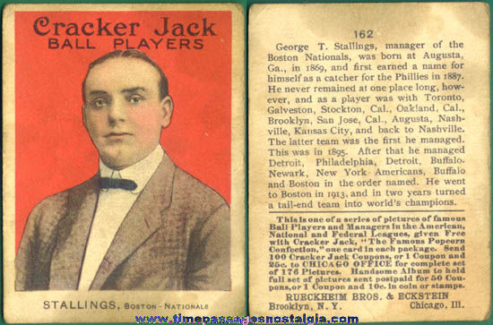 1915 Cracker Jack Baseball Card George T. Stallings of the Boston Nationals