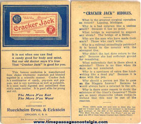 1910s Cracker Jack Advertising Premium / Prize Riddle Card #4