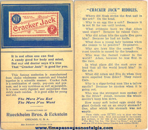 1910s Cracker Jack Advertising Premium / Prize Riddle Card #7