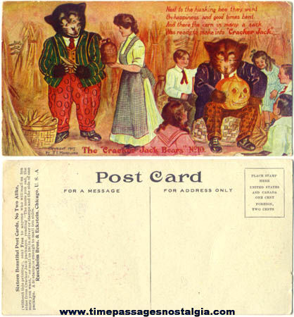 1907 Cracker Jack Bears Advertising Premium / Prize Post Card #10