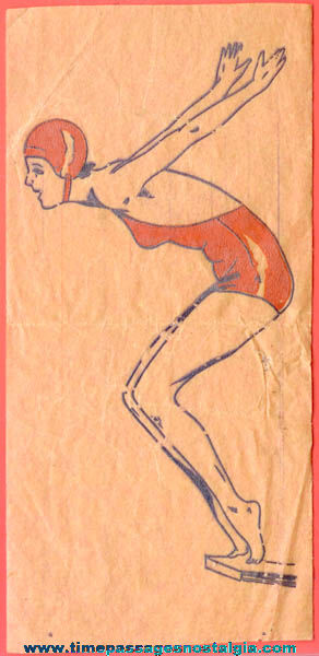 Old Cracker Jack Iron On Transfer Premium / Prize of a Diving Woman
