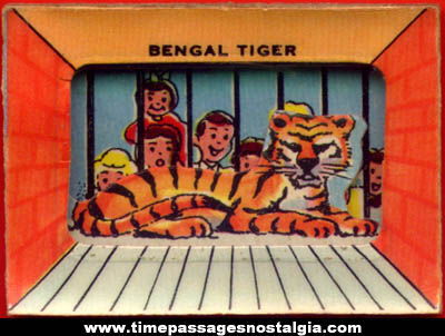 Colorful 1960s Cracker Jack Pop Corn Confection Bengal Tiger 3D Picture Toy Prize