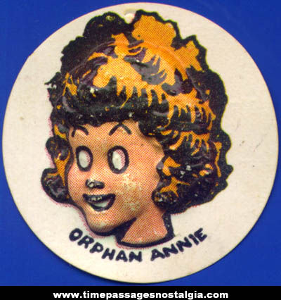 Colorful Old Cracker Jack Pop Corn Confection Orphan Annie Comic Character Vacuform Toy Charm Prize