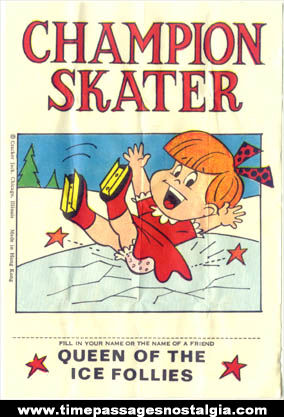 1970s Cracker Jack Premium / Prize Ice Skater Miniature Poster