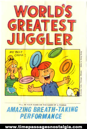 1970s Cracker Jack Premium / Prize Juggler Miniature Poster