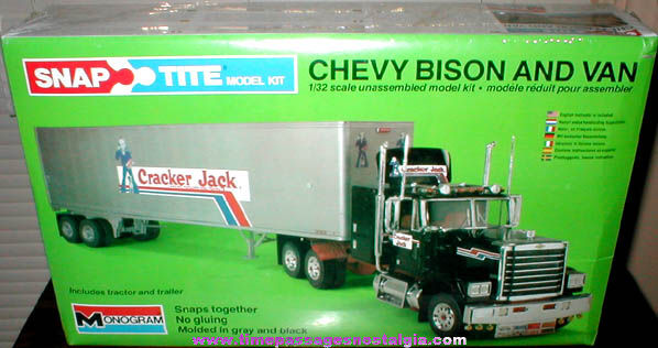 Unopened 1980 Cracker Jack Advertising Chevy Bison Tractor Trailer Mongram Model Kit