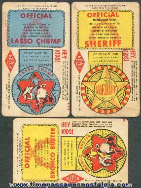 (3) Old Unusual Premium Western Badge Trading Cards