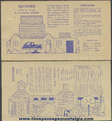 (2) Different Old Nabisco Toytown Building Cereal Premium Trading Cards