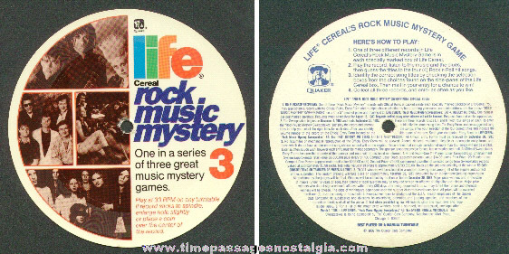 1986 Life Cereal Premium Rock Music Mystery Contest Record