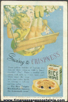 Old Kelloggs Rice Krispies Advertising Ink Pen Blotter