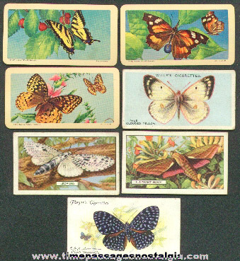 (7) Old Butterfly Tobacco / Cigarette and Tea Premium Trading Cards