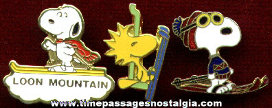 (3) Snoopy and Woodstock Skiing Pins