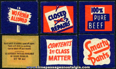 (5) Old Scarce Unused Sugar Krinkles Cereal Premium Cloth Patches