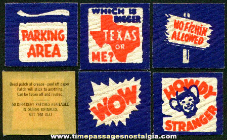 (5) Old Scarce Unused Sugar Krinkles Cereal Premium Cloth Patches