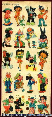 1930’s Sheet of Cartoon Character Tattoos