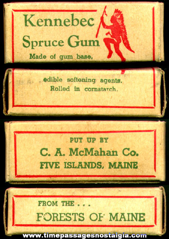 Old Full Advertising Box of Kennebec Spruce Gum