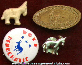 (4) Small Old Democratic Campaign Items