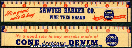 Old Sawyer Barker Company Advertising Premium Ruler