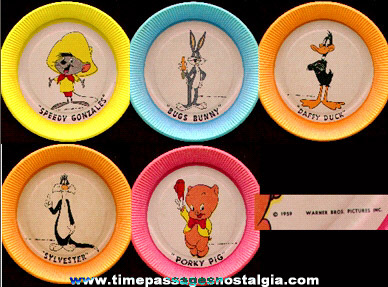 (5) Different ©1959 Warner Brothers Character Paper Plates