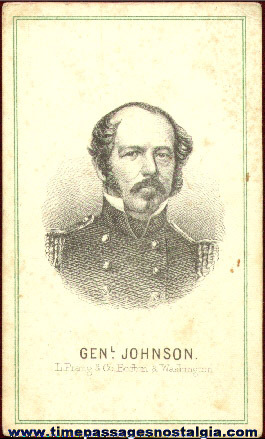 Early Engraved Image Card Of General Johnson