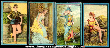 (4) Different Old Victorian Lady Trading Cards