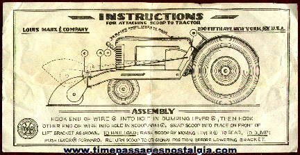 Instruction Sheet For An Early Marx Toy Tractor