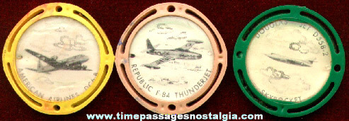 (3) 1950s Cereal Premium / Prize Airplane Flicker Disks