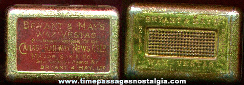 Early Bryant & Mays Wax Vestas Advertising Premium Match Safe