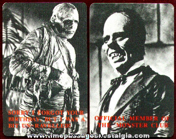 (2) Old Phantom of The Opera & Mummy Plastic Monster Picture Cards