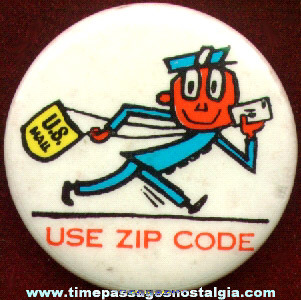 Old U.S. Mail Zippy Character Pin Back Button