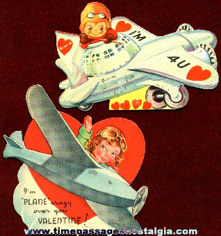 (2) 1939 Military Airplane Valentine Cards