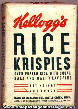 1940 Single Serving Kellogg’s Rice Krispies Cereal Box