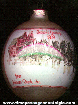 1979 Anheuser - Busch Christmas / Season’s Greetings Glass Ornament