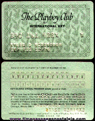 1976 Playboy Club International Key Card