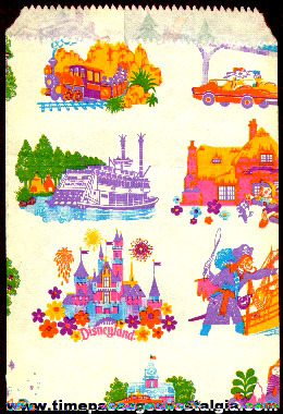 (3) Different Size Old Disneyland Paper Bags Of One Design