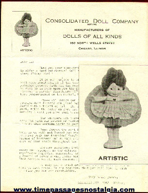 Early Consolidated Doll Company (of Chicago) Letter