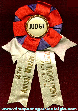 1930 Firemen’s Muster Judge Ribbon / Badge