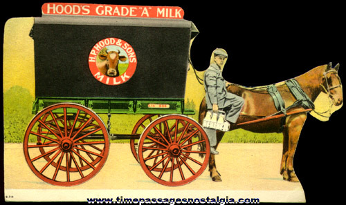 Old Diecut Hood’s Milk Advertising Ink Pen Blotter