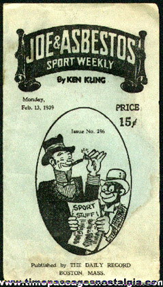 1939 Joe & Asbestos Sport Weekly Booklet by Ken Kling