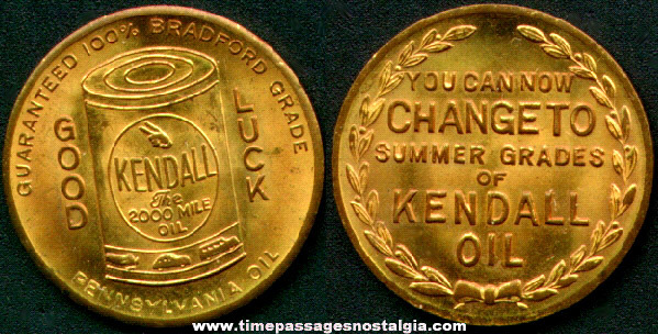 Old Kendall Motor Oil Advertising Coin