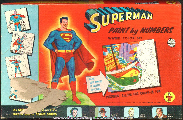 1954 Superman Transogram Paint By Numbers Water Color Set