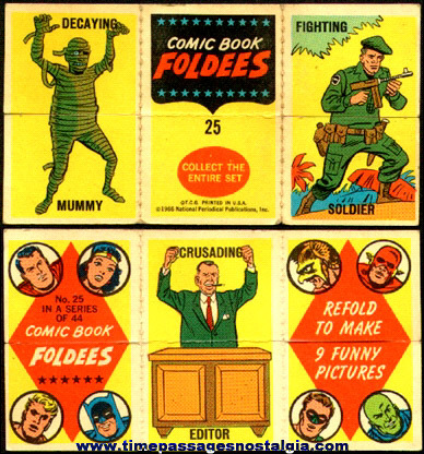 1966 Comic Book Foldees Bubble Gum Card With Super Heroes